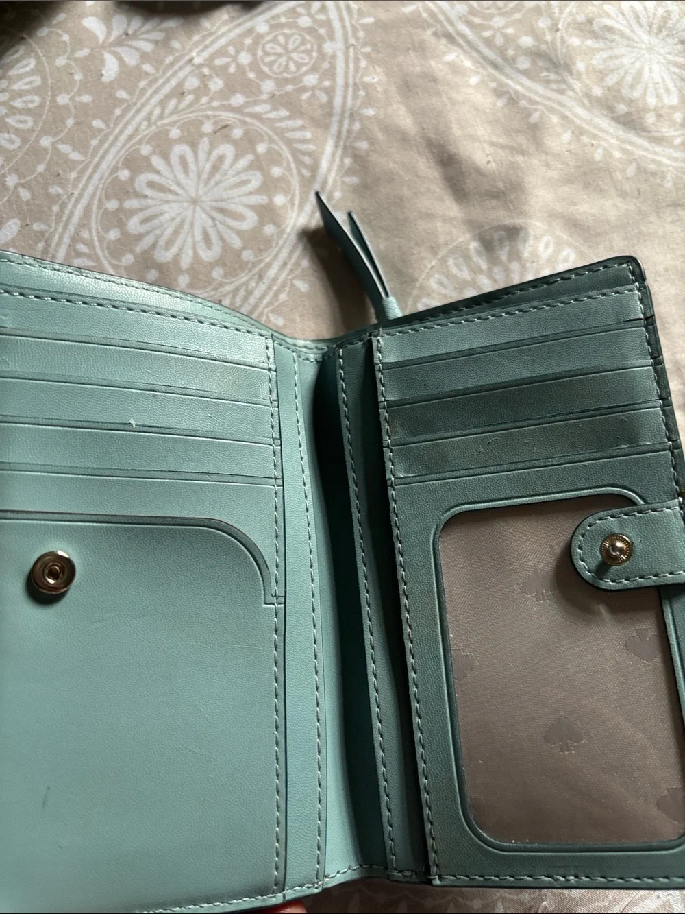 kate spade Mint Zip Wallet with Gold Logo